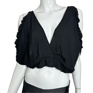 🤑 5/$20 Mind Code Open Back Short Sleeve Spaghetti Strap Off Shoulder Crop Top